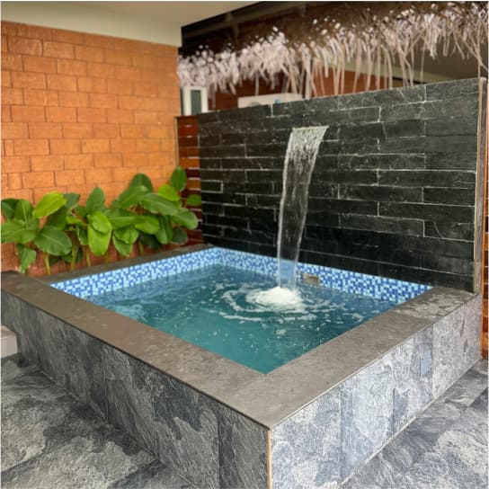 Private plunge pool at Tira Beach Resort surrounded by nature